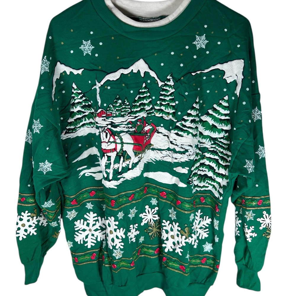 Vintage Nut Cracker Green Holiday Christmas Sweater Size 20 XXL